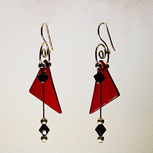 Dark Red Fused Glass Earrings